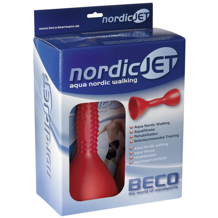 Red aqua resistance poles for water walking and coordination workouts