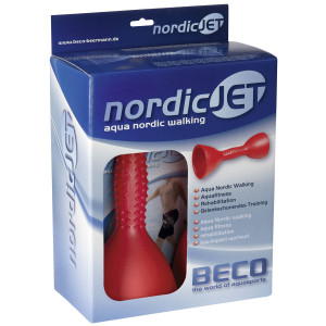 Red aqua resistance poles for water walking and coordination workouts