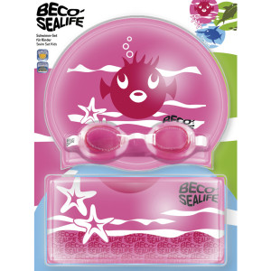 Swim Set II - Kids’ Swim Goggles, Silicone Cap & Bag - Pink