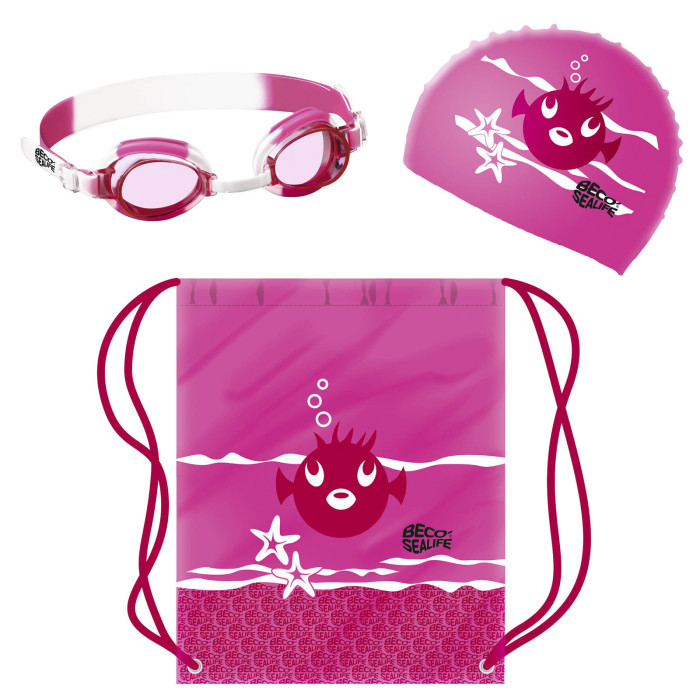 Swim Set II - Kids’ Swim Goggles, Silicone Cap & Bag - Pink