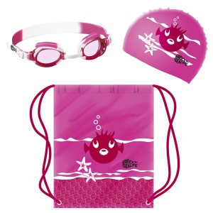 Swim Set II - Kids’ Swim Goggles, Silicone Cap & Bag - Pink