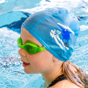 Kids Fabric Swim Cap blue breathable and comfortable