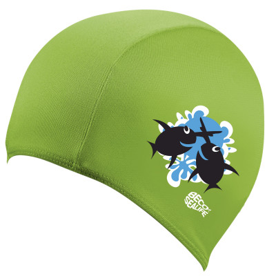 Green Textile Swim Cap for Kids lightweight and playful